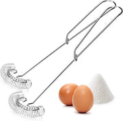 Eggbeater - Manubrio - Spazzola a spirale - Lame in acciaio inossidabile - Resistente alla lavastoviglie - Spazzola di schiuma - Spazzola - Spazzola per salsiccia - 2 pezzi - Argento