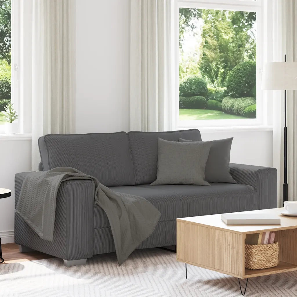 Divano Divanetto Grigio Scuro 180x77x82 cm Tessuto di Velluto a Coste 4105201