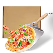 Piastra per pizza in acciaio inossidabile con cucchiaio per pizza in alluminio grande - per pizze artigianali e pane al forno flambé