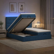 Letto Ottomano con Materasso e LED Blu 200 x 200 cm Tessuto 3458450
