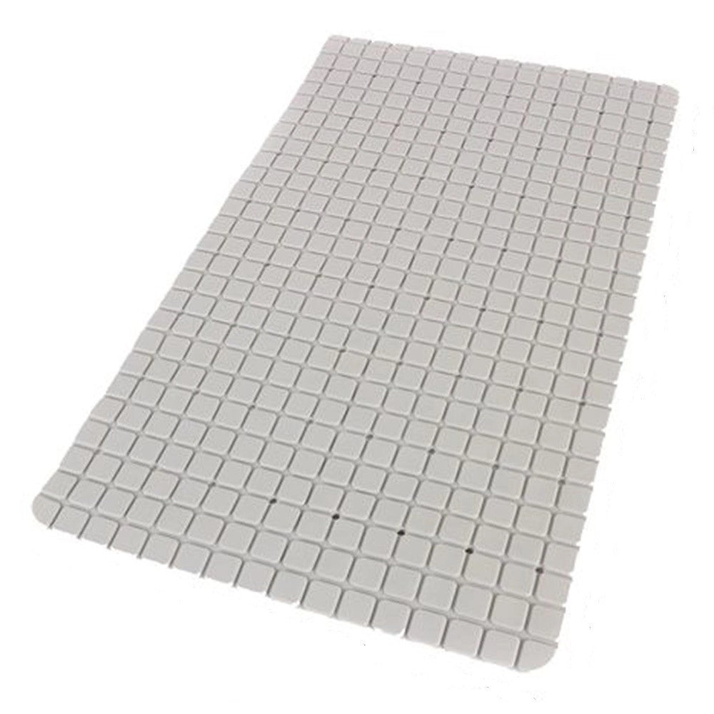 Trade Shop - Tappeto Tappetino Antiscivolo Bagno Arredo 69 X 39cm Grigio Con Quadratini 69857 -
