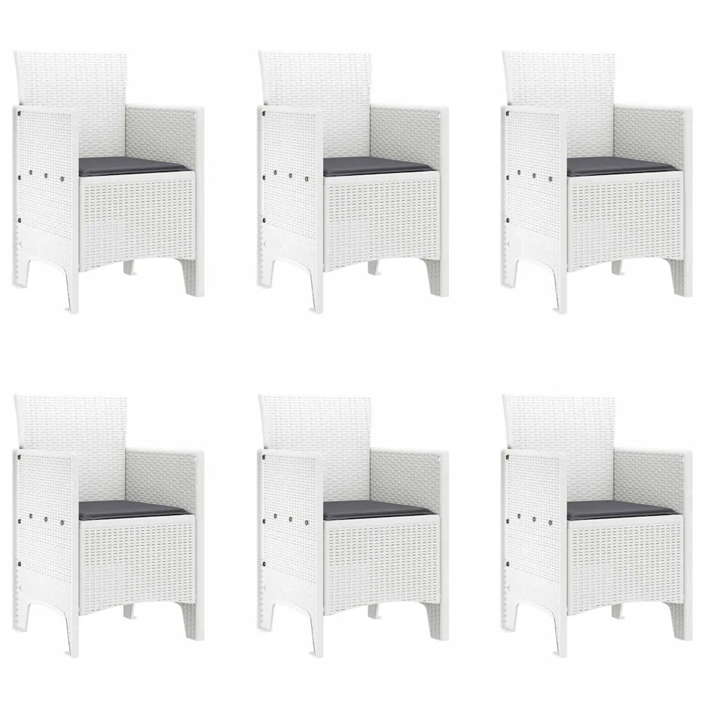 Set da Pranzo per Giardino 7 pcs Bianco Polipropilene