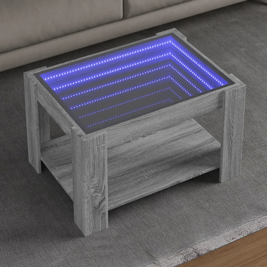 Tavolino Salotto con LED Grigio Sonoma 73x53x45 cm Multistrato