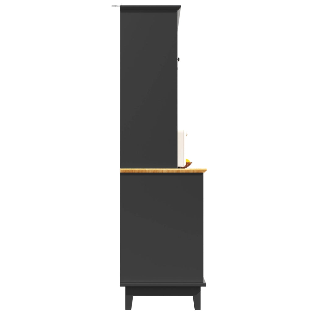 Mobile alto 120x40x180 cm in MDF nero e legno chiaro con LED smart