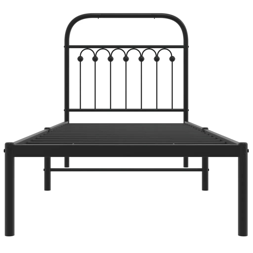 Giroletto con Testiera in Metallo Nero 75x190 cm 376590