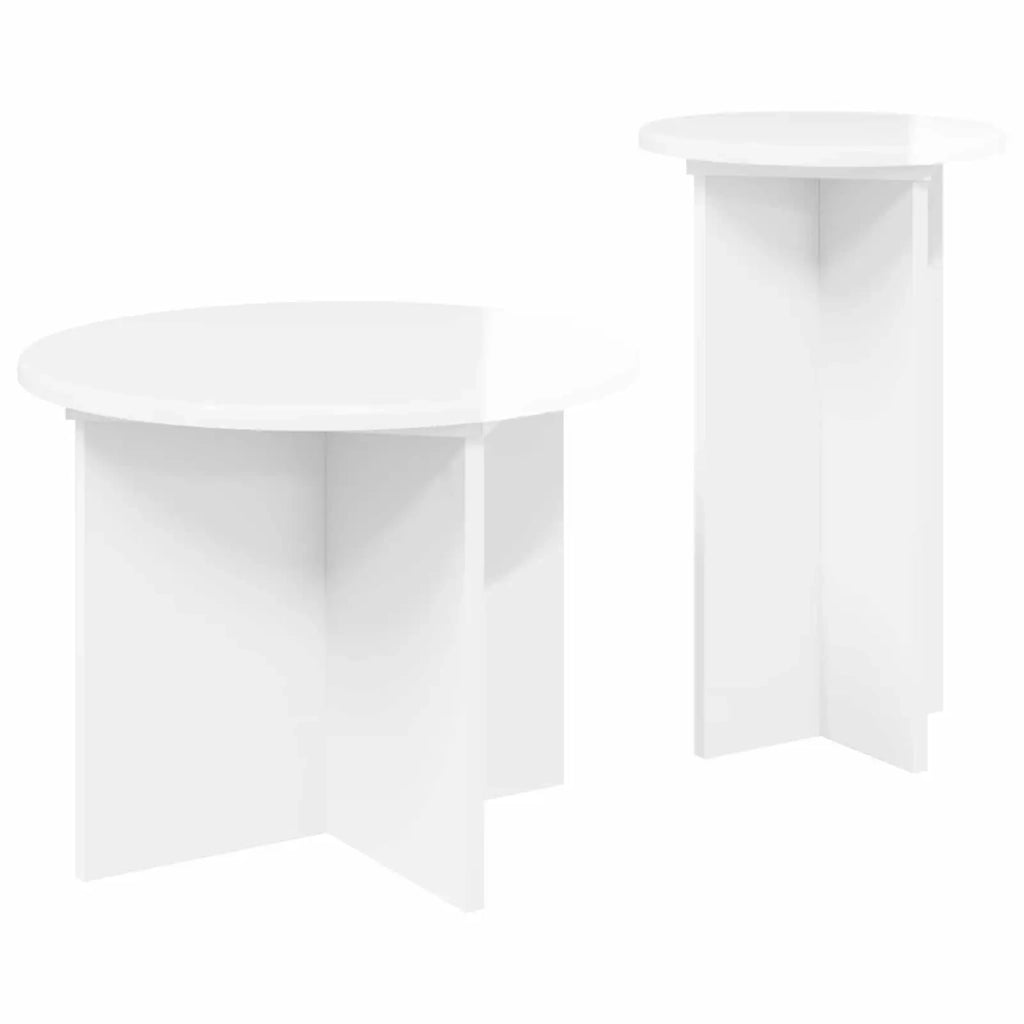 Set tavolini 2 pz Bianco Lucido Ø 45 x 35 cm 8001032