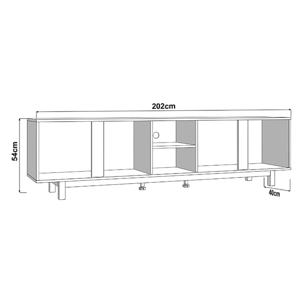 Capaci, Mobile Porta tv 2 Ripiani, 202x40x54h cm Bianco Crema