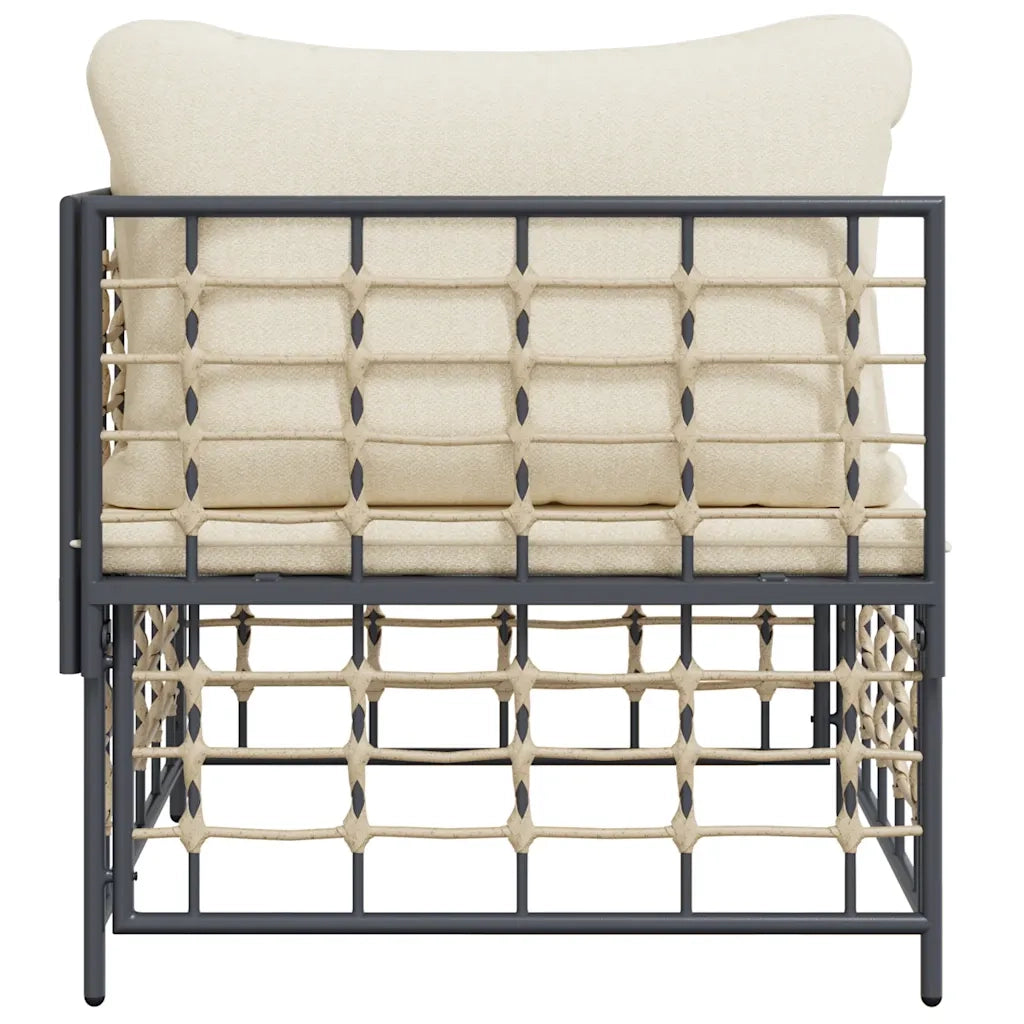 Divano Angolare da Giardino con Cuscini in Polyrattan Beige 364130