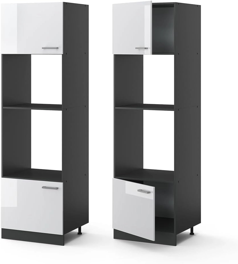 Mobile cucina microonde R-Line, Bianco lucido, 60 cm, per la libera combinazione all'interno di sistemi cucina modulari