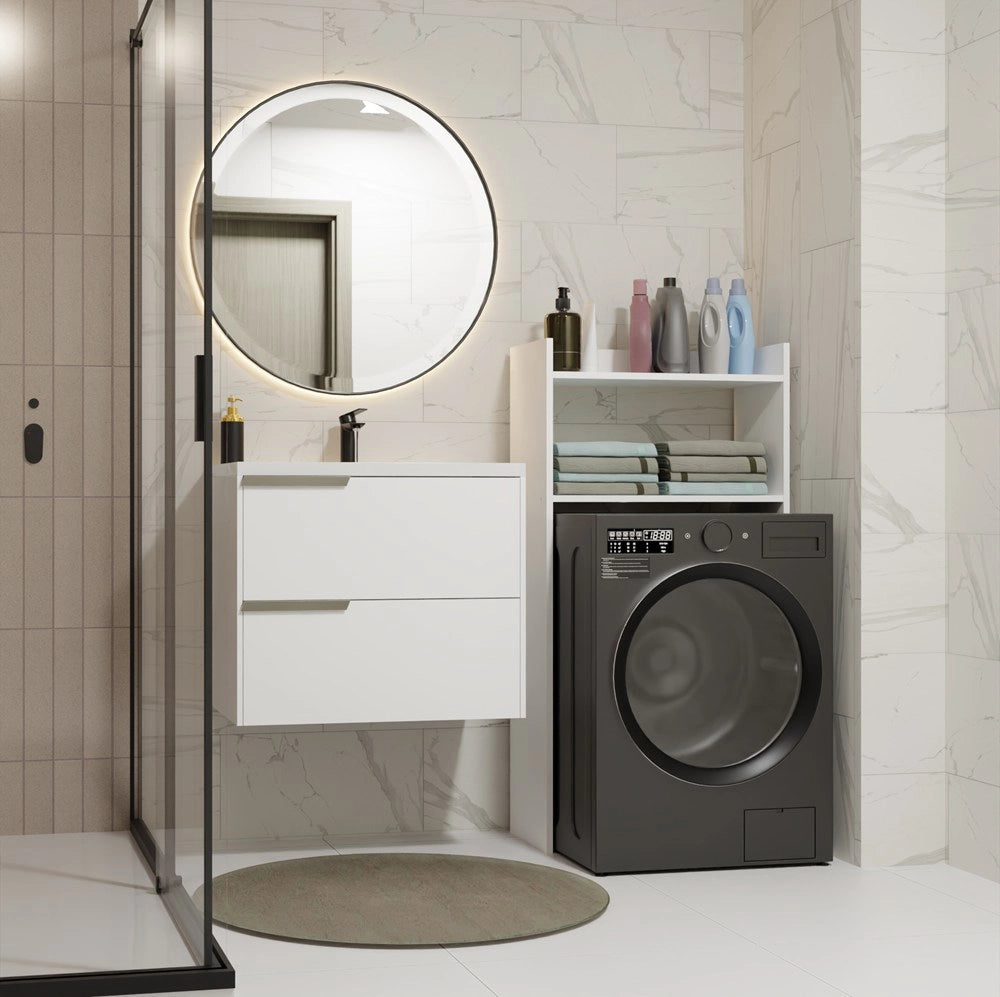Mobile bagno NINA NP bianco per lavatrice scaffale colonna 2 ripiani per bagno