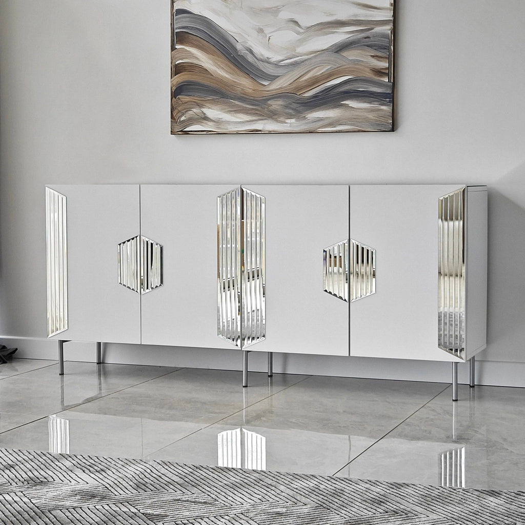 Madia Trigolo, Credenza 4 Ripiani, 180x40x80h cm Bianco