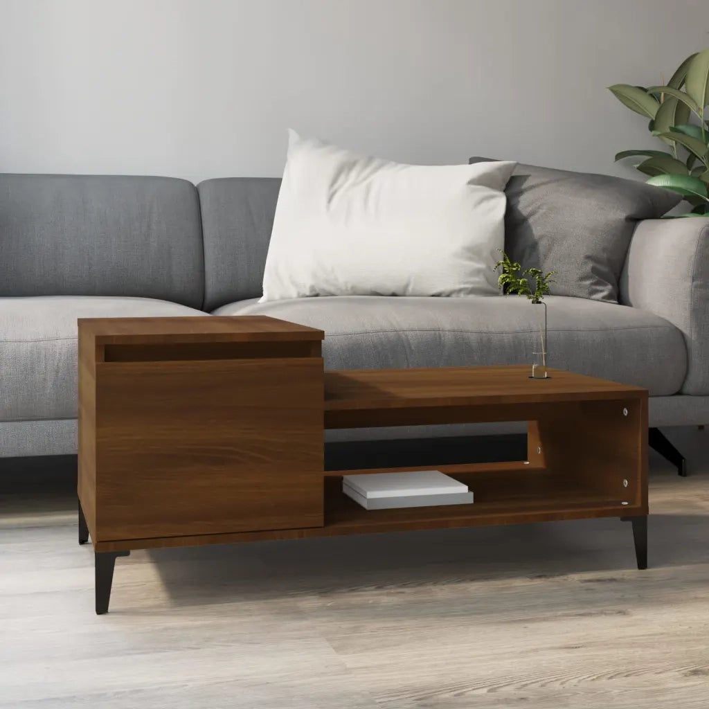 Tavolino da Salotto Rovere Marrone100x50x45cm Legno Multistrato cod mxl 26111