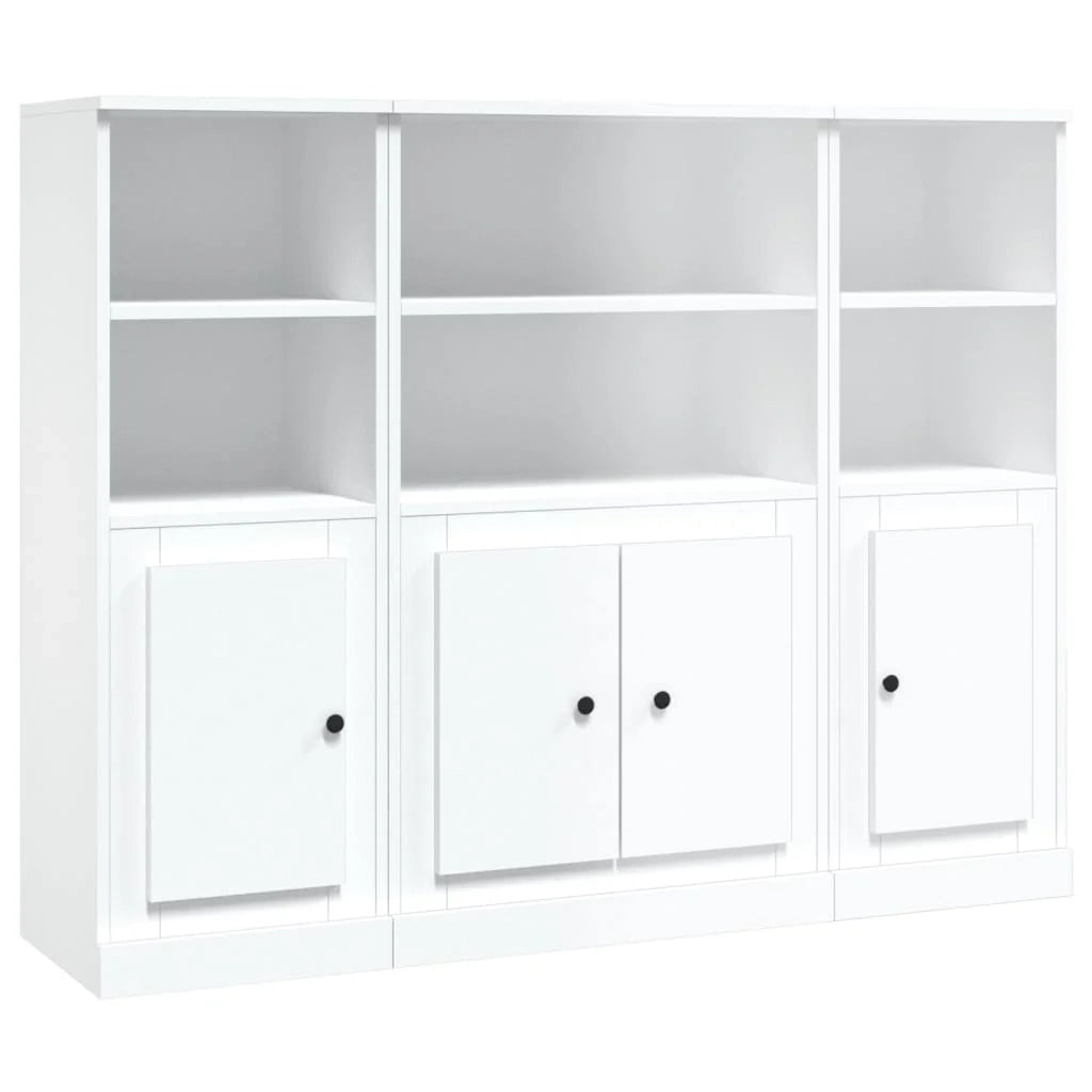 Buffet credenza cassettiera armadio mobile contenitore organizer per cucina soggiorno salotti 3 pezzi legno ingegnerizzato bianco 02_0036994