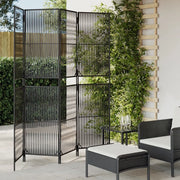 Divisorio per Ambienti | Divider per stanze | Paravento a 4 Pannelli Nero in Polyrattan