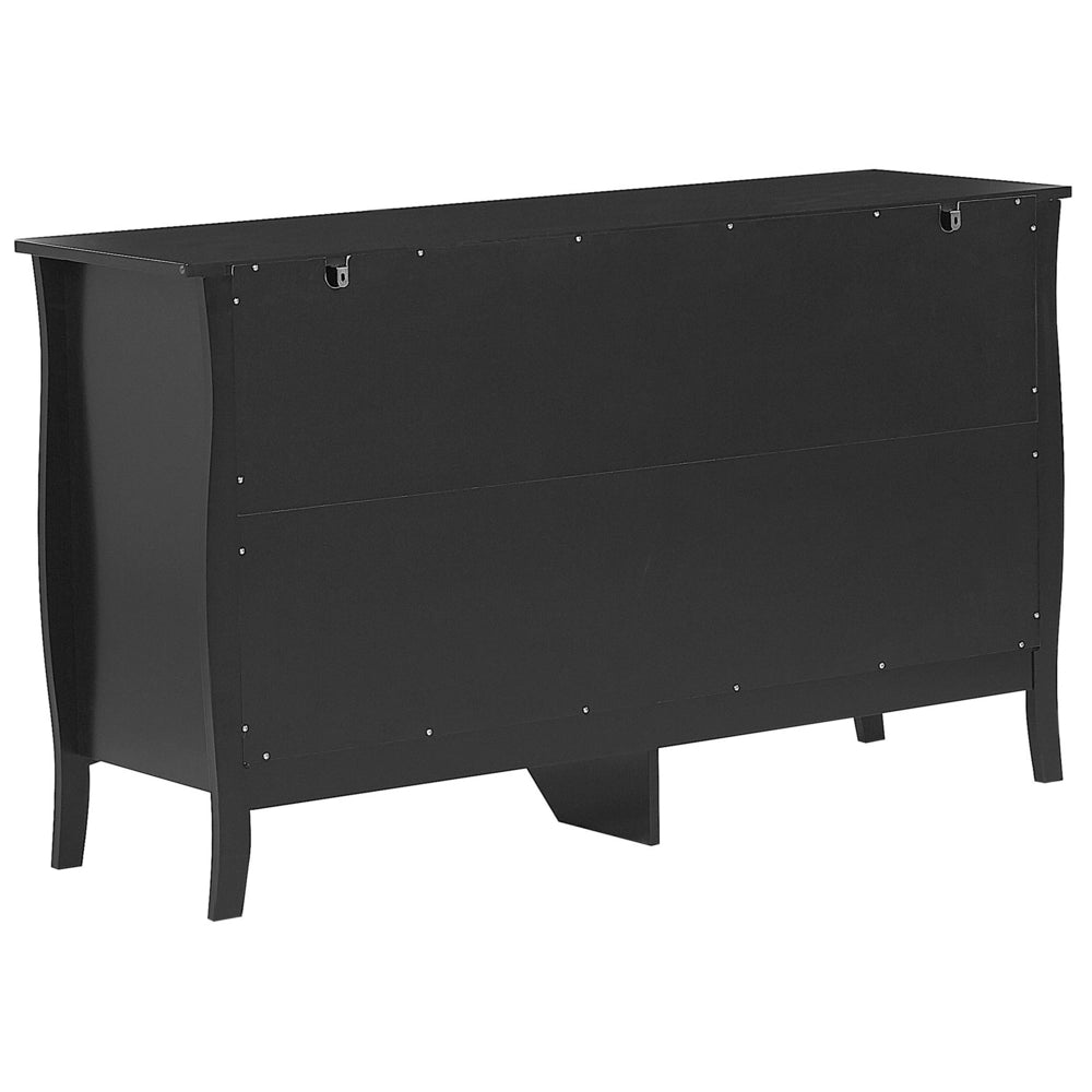 Cassettiera credenza nera con 6 cassetti 75 x 130 cm soggiorno camera da letto ingresso armadio moderno stile francese