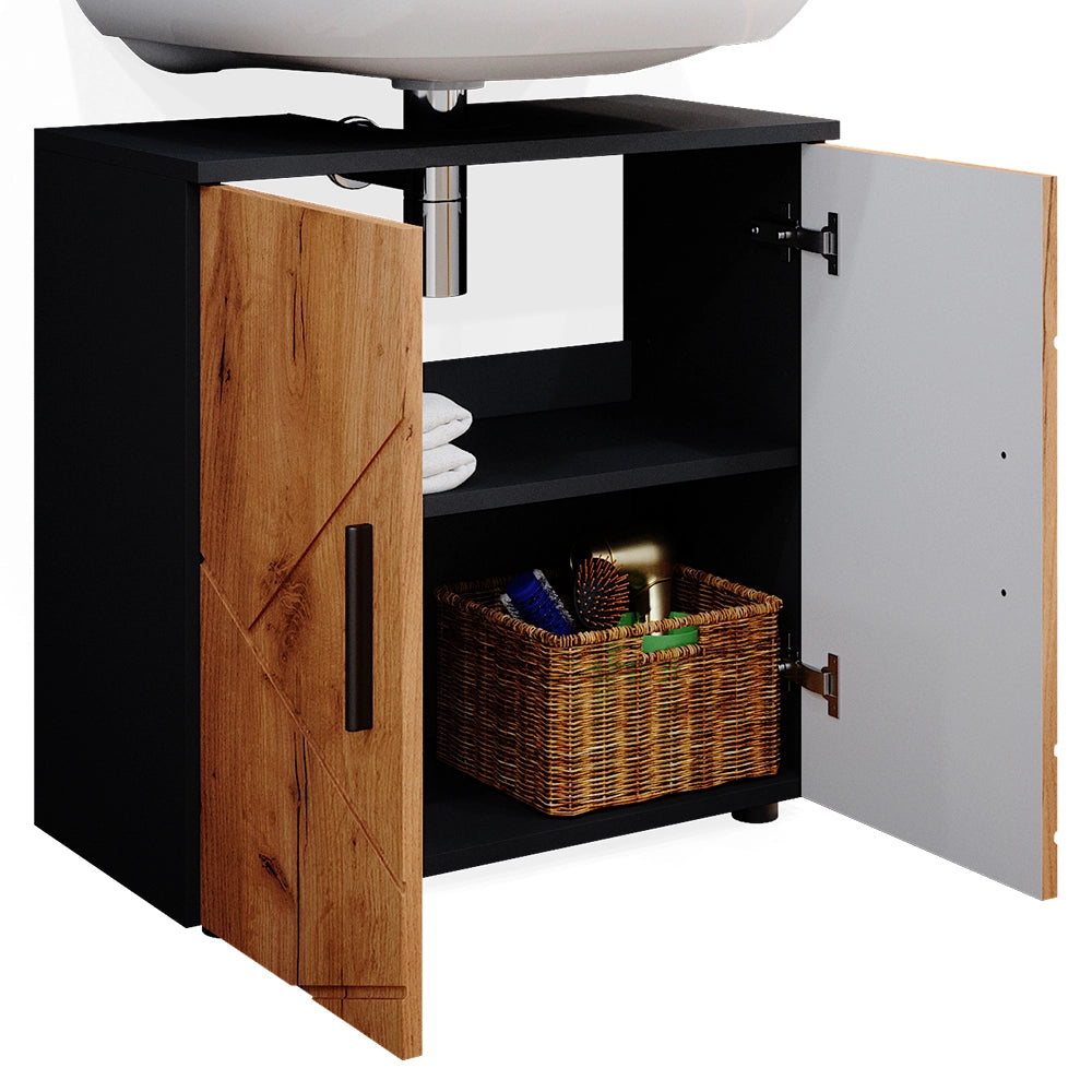 Vicco Set di mobili da bagno Quercia dorata/antracite 2 parti, con unità midi