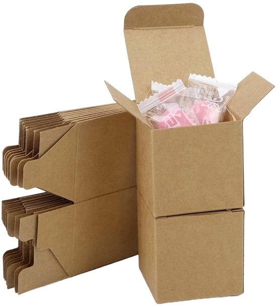 Scatole quadrangolari 50 pezzi - Scatole in cartone - Carta kraft con coperchio - Facili da montare - 100% riciclabili - Ideali per regali - Scatole regalo