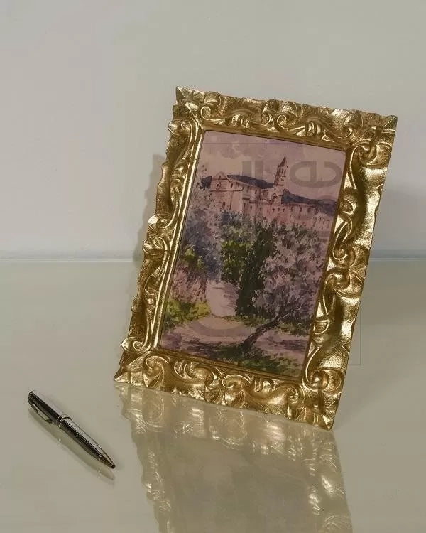 Mobili2g - portafoto in foglia oro rettangolare- misure: l.18 x h.23 x p.2