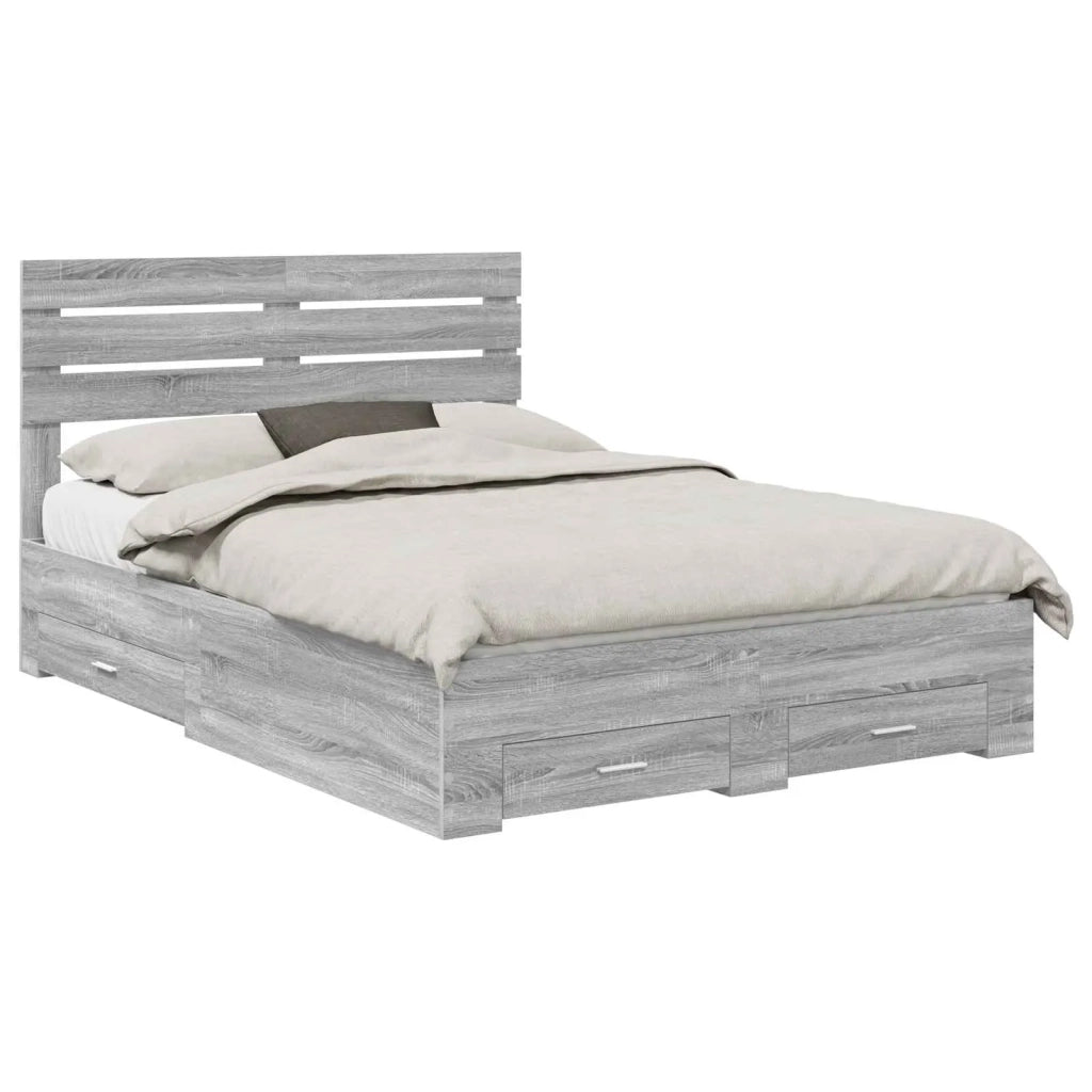 Struttura del letto con testiera Grigio Sonoma 140 x 200 cm
