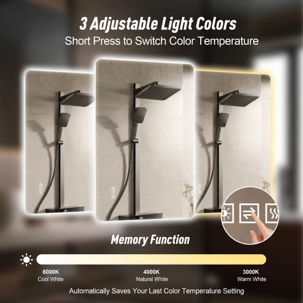 SPECCHIO BAGNO LED 60x100 cm Argento con antiappannamento