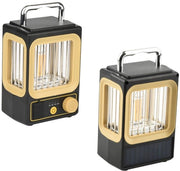 Due Lampade a Batterie per Camping con Sensore Infrarosso - Lampada da Tavolo Decorativa per Esterno e Giardino - Ideale per Campeggio all'Aperto - Lampade Solari - Giallo