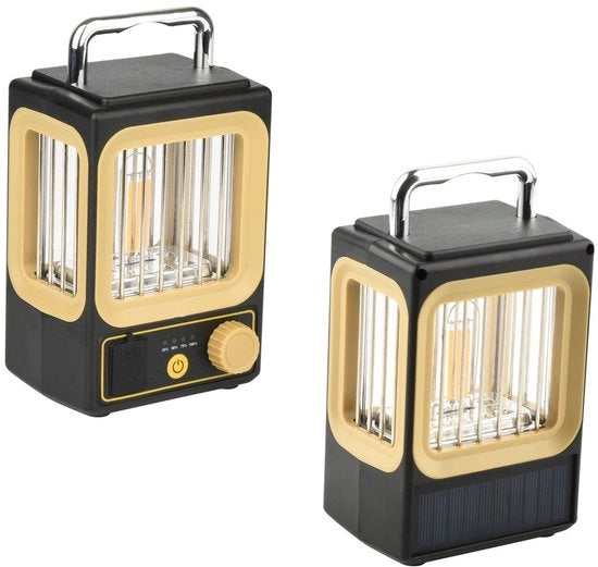 Due Lampade a Batterie per Camping con Sensore Infrarosso - Lampada da Tavolo Decorativa per Esterno e Giardino - Ideale per Campeggio all'Aperto - Lampade Solari - Giallo