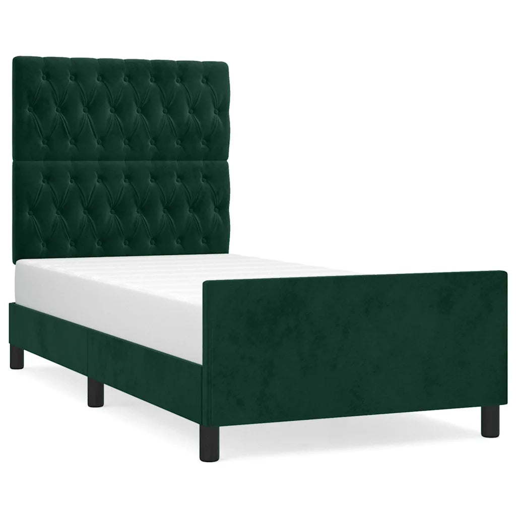 Giroletto senza Materasso Verde Scuro 90x190 cm in Velluto