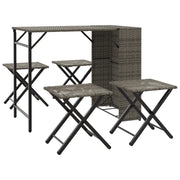 Set da Pranzo da Giardino Pieghevole 5 pz | Set Salotto da Giardino Grigio in Polyrattan