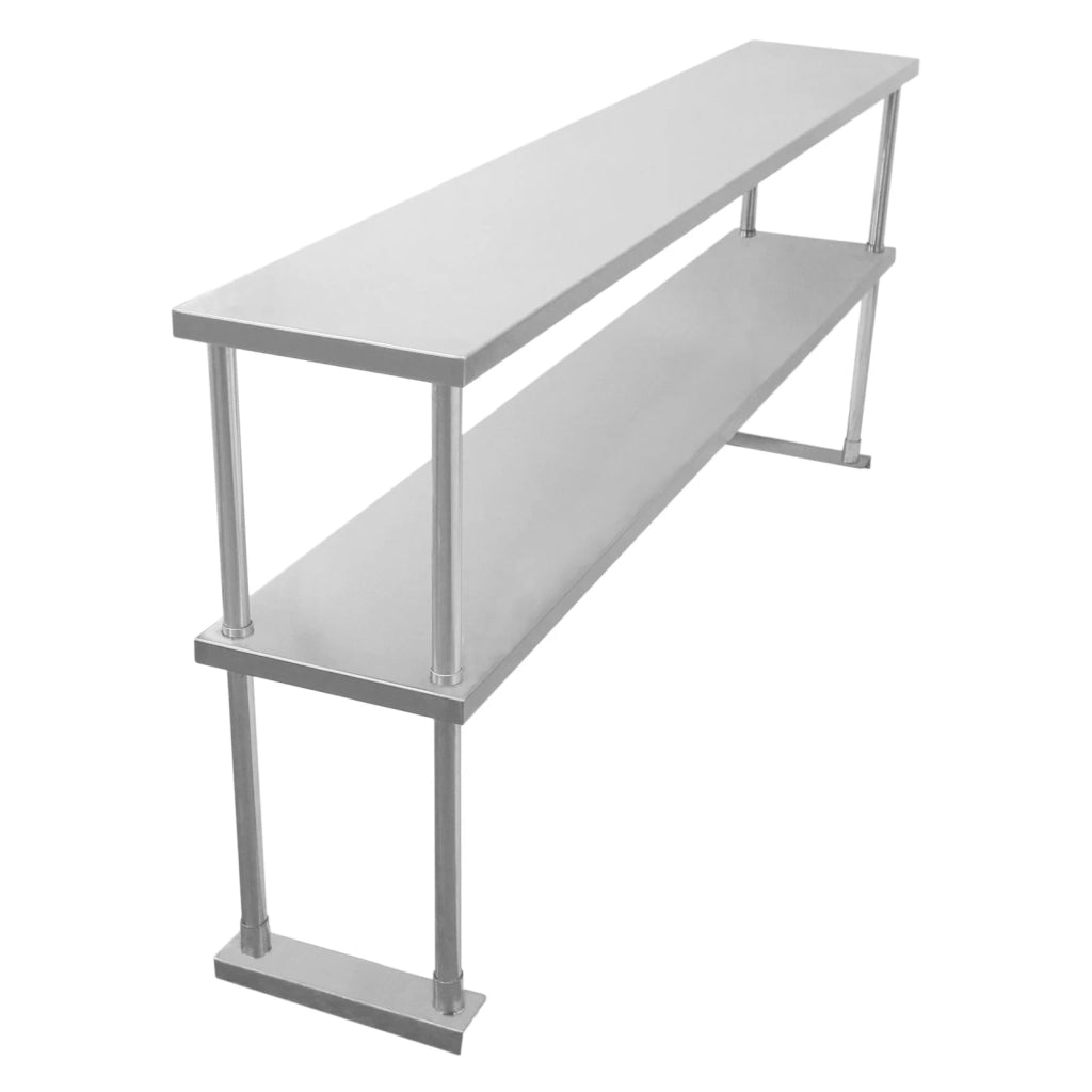 Set Tavolo & Ripiano per Cucina Commerciale con Mensole in Acciaio Inox da Cucina Ristorante, Acciaio Inossidabile Resistente alla Corrosione- Doppia - 150cm