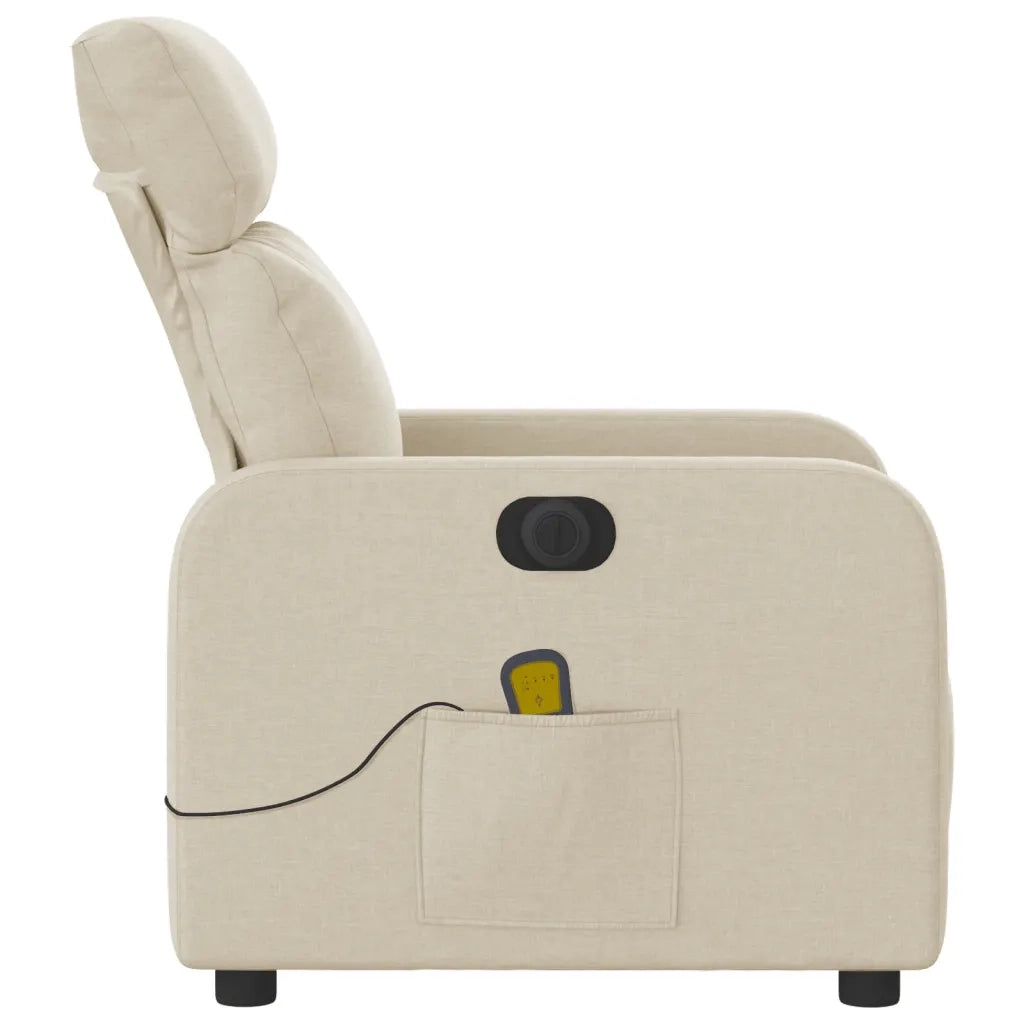 Poltrona Reclinabile Massaggiante | Sedia Relax Elettrica Crema in Tessuto