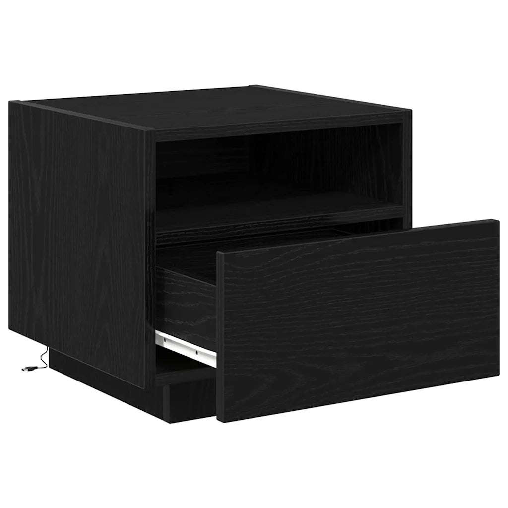 Set di 2 Comodini | Armadio da Notte | Mobiletto da notte con cassetto Rovere Nero 40 x 39 x 37 cm