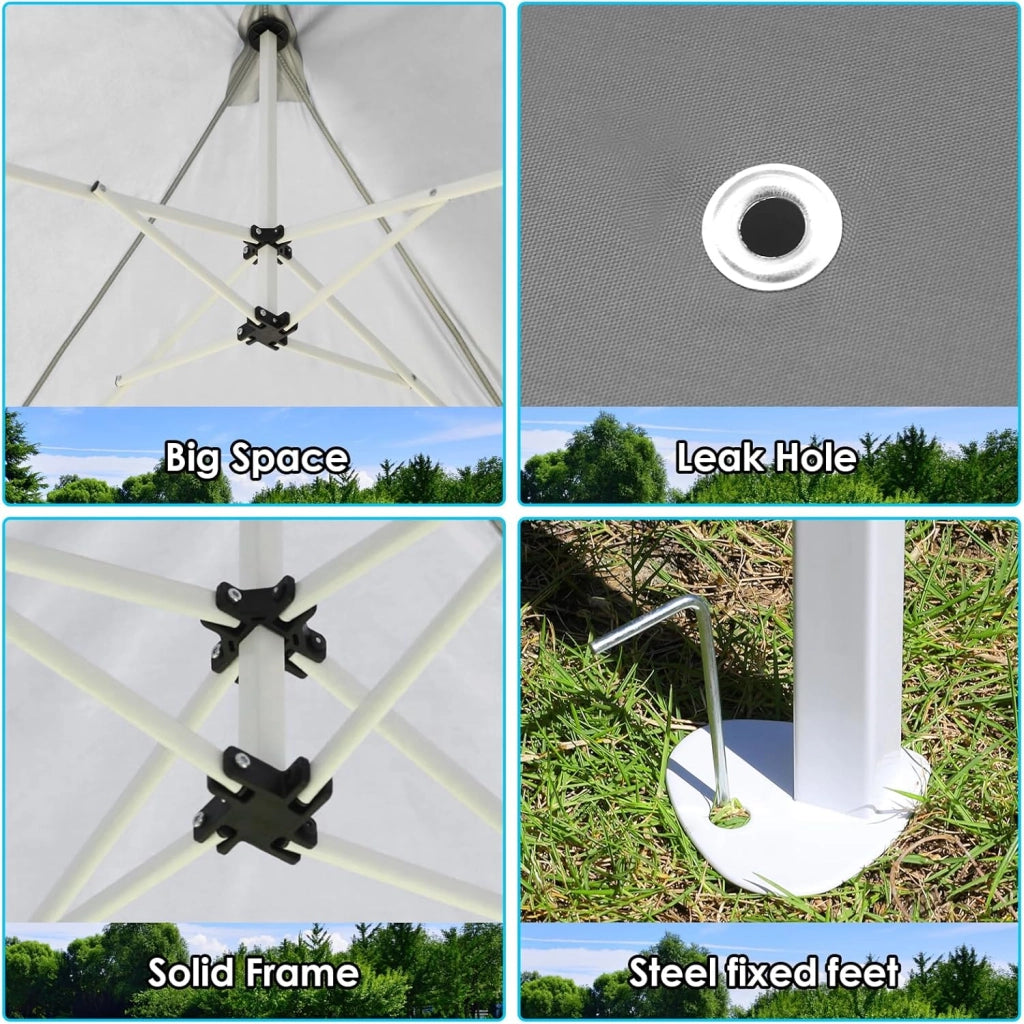 Gazebo 3x6 Pieghevole Impermeabile, altezza 290–300–310 cm, Protezione UV 50+, Tenda con 4 Pareti Laterali, 12 Ganci, 6 Corde e 6 Sacchi di Sabbia, Gazebo da Giardino per Campeggio, Matrimoni, Grigio