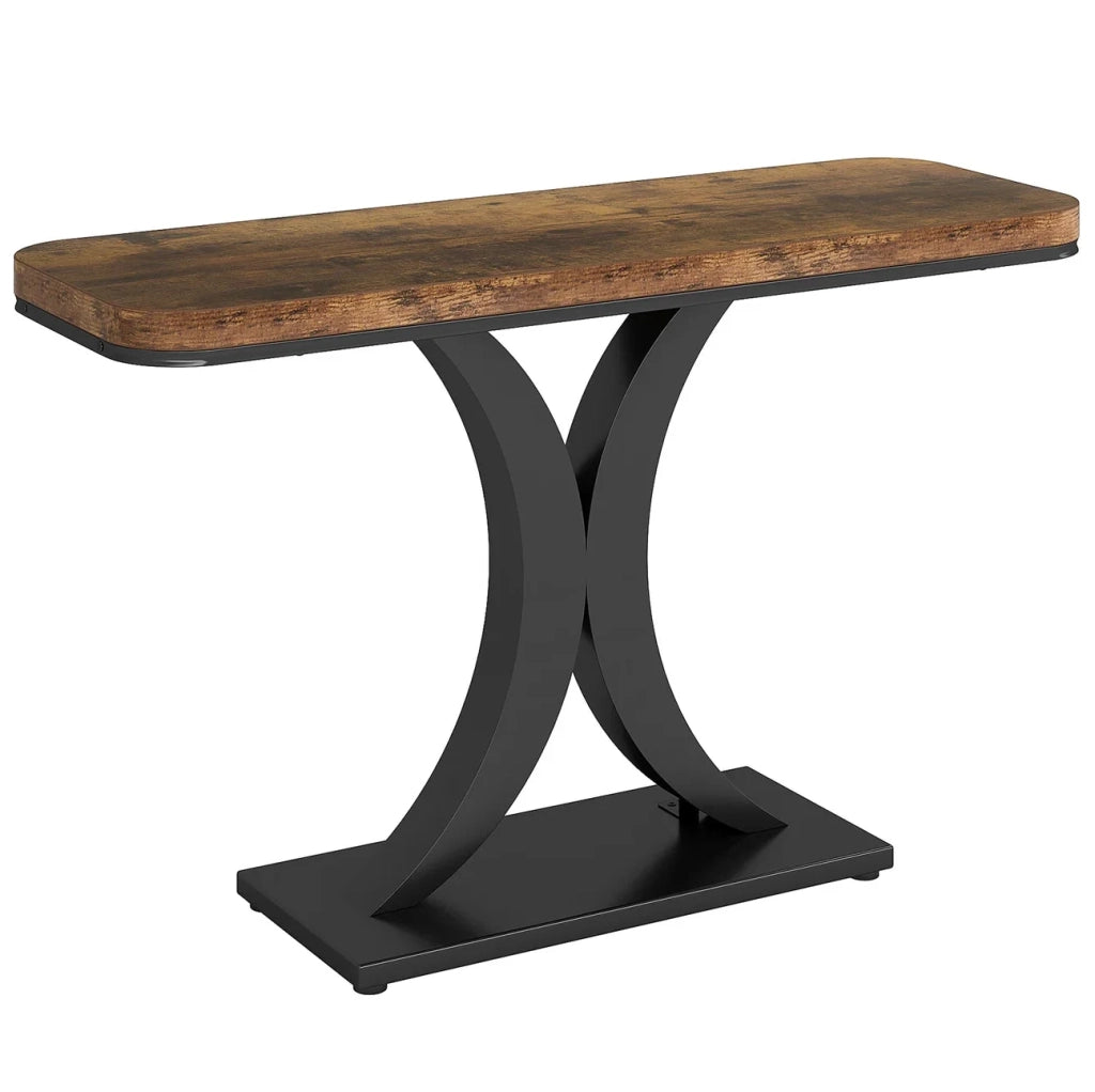 Tavolo consolle industriale 100 x 29,5 cm nero e marrone rustico