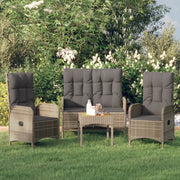 Set da Pranzo da Giardino 3 pz con Cuscini in Polyrattan Grigio 3185091