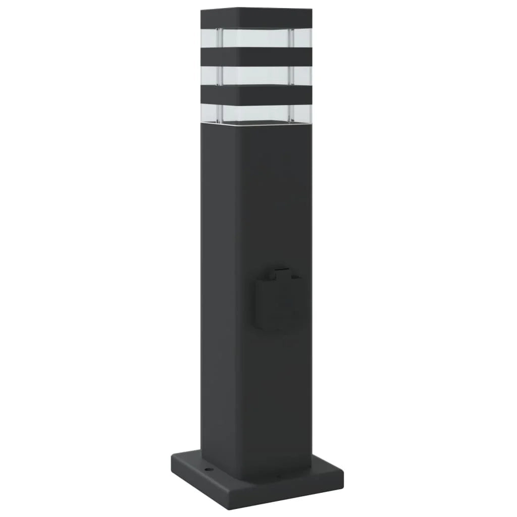 Lampade da terra per esterno con presa 3 pz 50 cm alluminio nero 02_0042570