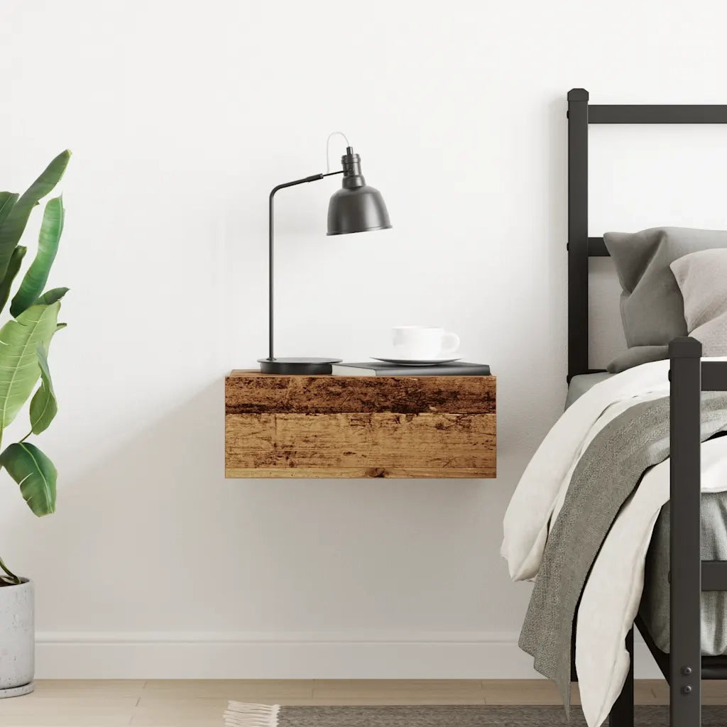 Comodino Pensile Legno Antico 40x30x15 cm in Legno Multistrato 861119