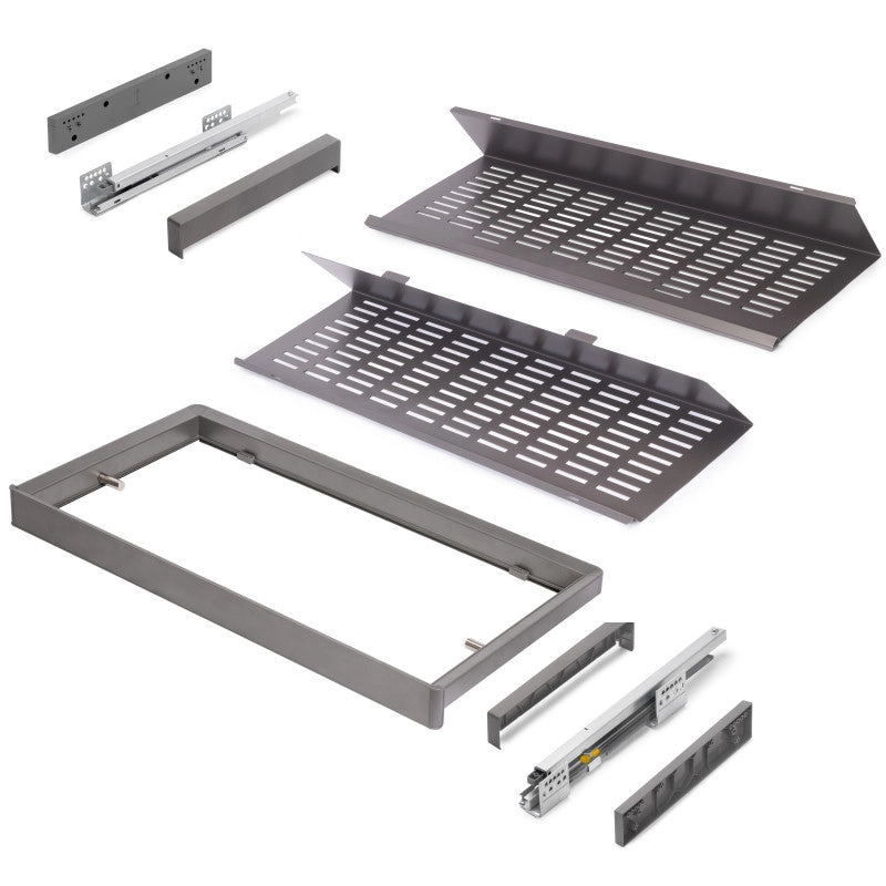 Cassetto portascarpe per armadi e cabine armadio Quartz, 540 (M70), Acciaio, Titanio