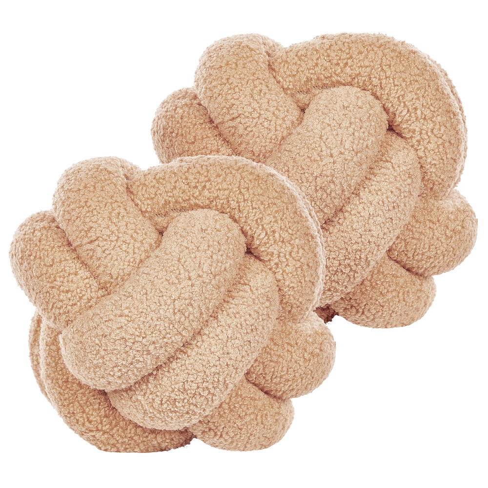 Set di 2 Cuscini Decorativi Cuscino Nodo Velluto beige 20 x 20 cm Accessori Decorativi