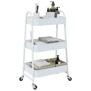 Carrello Portaoggetti a 3 Ripiani Bianco 42x41,5x77 cm Acciaio 4012382