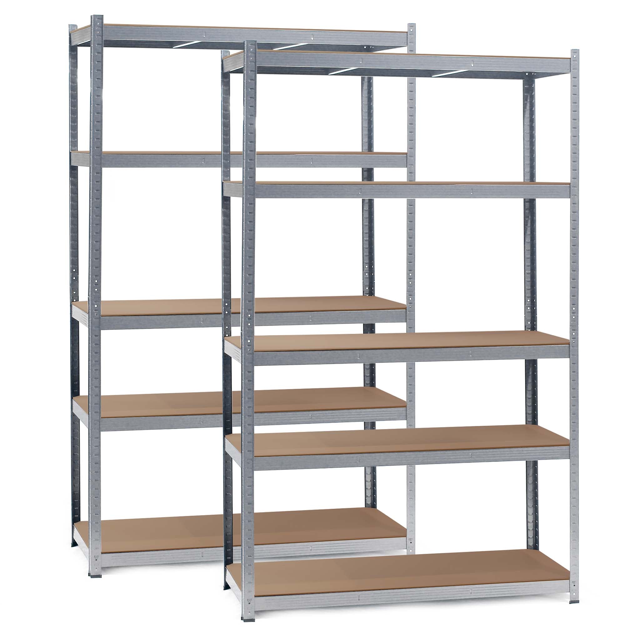 Set 2x Scaffali zincati a incastro per carichi pesanti 120x60x200cm 5 ripiani 200kg/piano