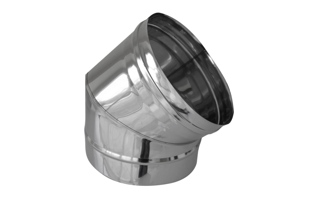 CURVA IN ACCIAIO 316L A 45  ° PER CANNE FUMARIE- Diam. 50- DK- pezzi 1