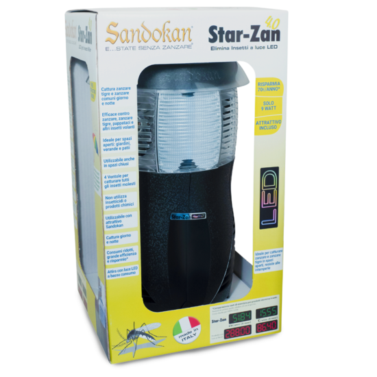 Elettroinsetticida "Star-Zan 4.0" ad aspirazione con Led UV resistente all'acqua