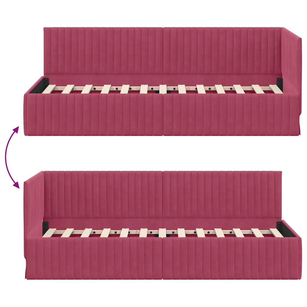 Cornice del letto ad angolo Rosso Vino 80 cm x 200 cm Velluto 42016250