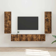 Set mobile TV 4 pz-Credenza per TV Rovere fum¨¦ Legno multistrato 274084