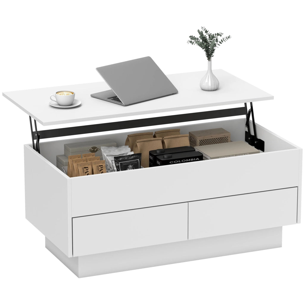 Tavolino da caff¨¨ con ripiano e 2 cassetti ¨C Xylo ¨C Bianco 100x50x44 cm