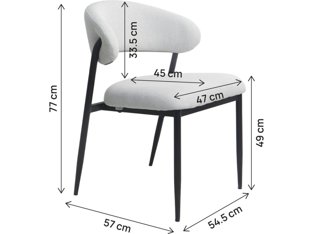 Set di 2 sedie da pranzo in tessuto e metallo "Edena" - Grigio chiaro