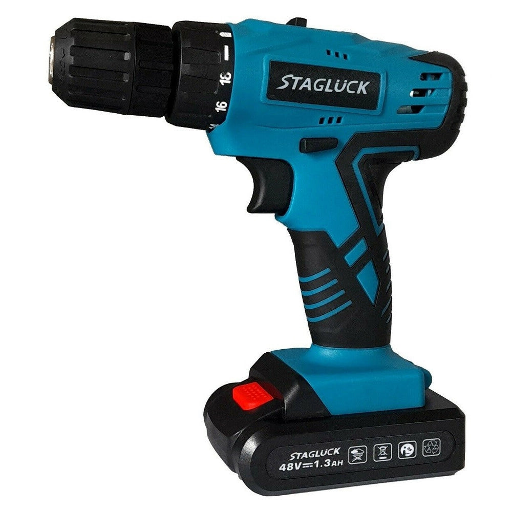 Trade Shop - Trapano Avvitatore A Batteria Litio Valigetta 48v 1.3ah 2 Batterie 2 Velocità -