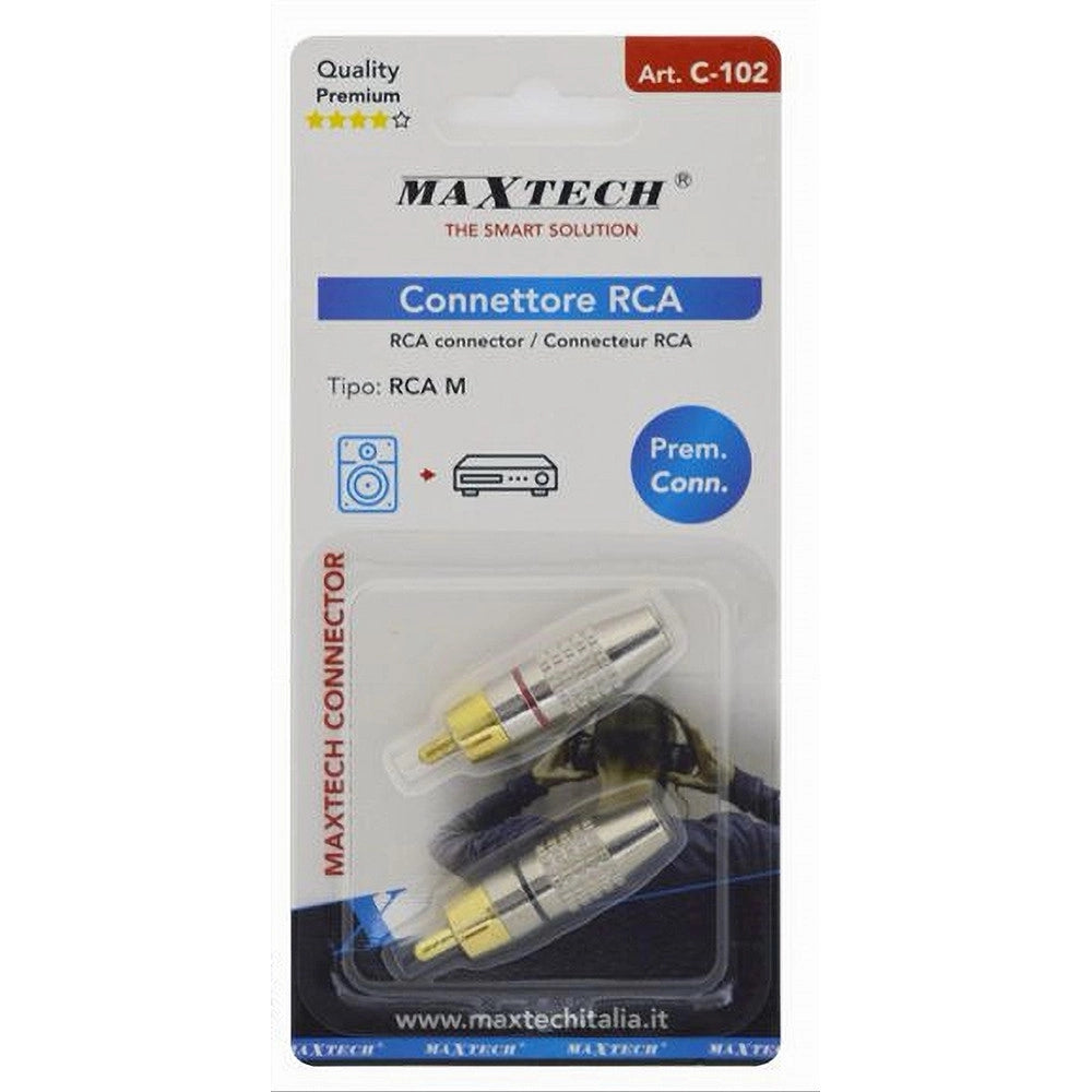 Trade Shop - Connettore Rca Maschio Adattatore Cavo Audio Spina Rca Maschio Maxtech C-rca02 -