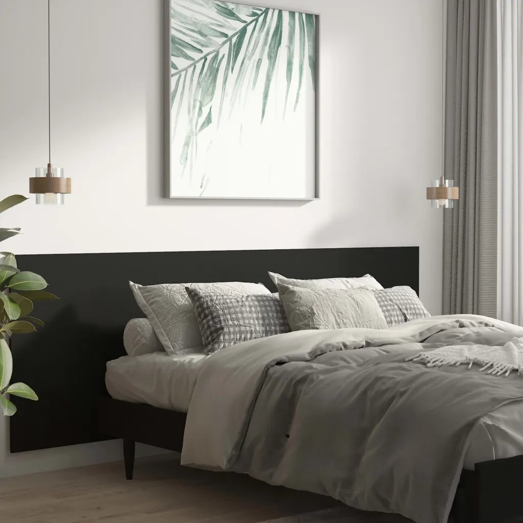 Testiera per Letto Nera 240x1,5x80 cm in Legno Ingegnerizzato 811053