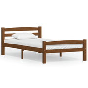 Letto singolo | Letto per adulti | Giroletto senza Materasso Ambrato Legno Massello Pino 90x200 cm